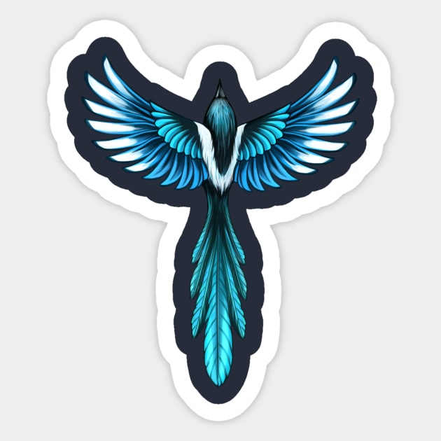 Magpie in Flight Sticker by iKiska